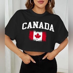 Black Canada Graphic Crop Top